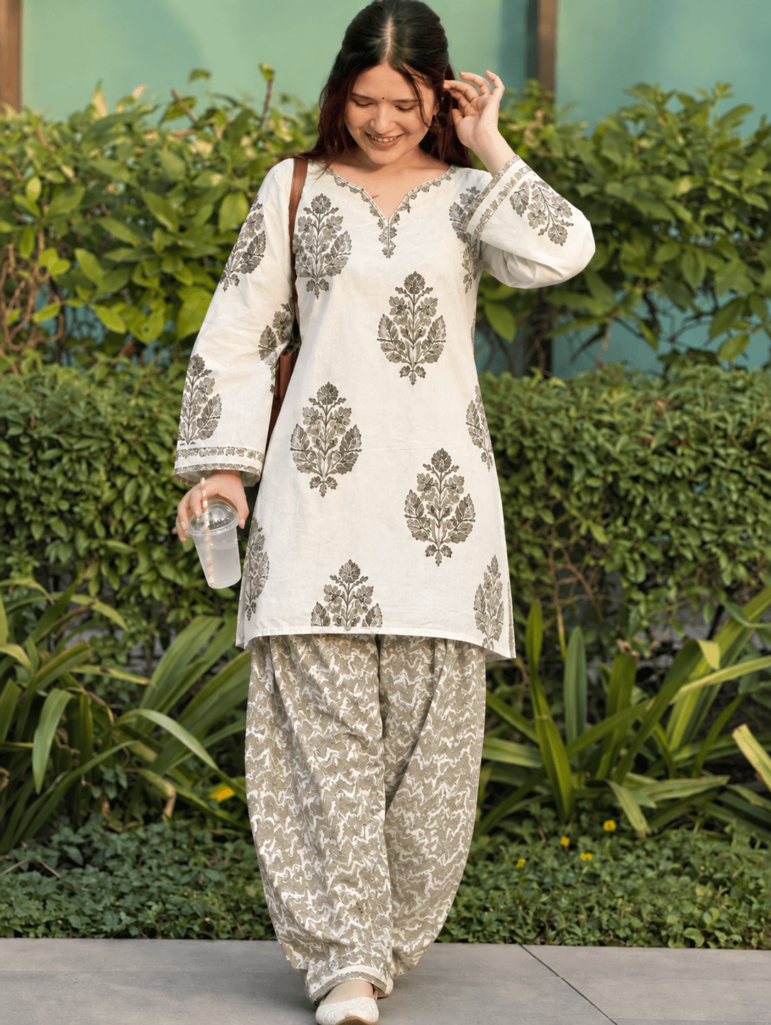 Ivory Bloom Printed Salwar Suit - buy online at Shop With Kannu