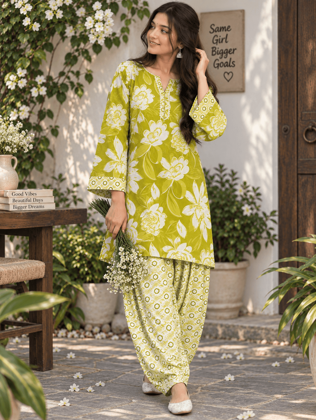 Lime Blossom Printed Salwar Suit - buy online at Shop With Kannu