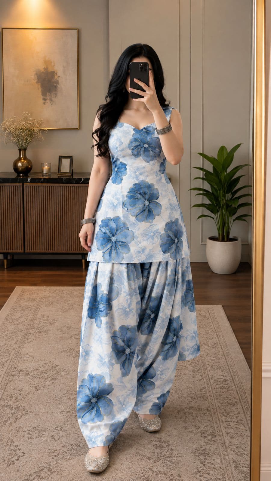 Azure Bloom Floral Kurti - buy online at Shop With Kannu