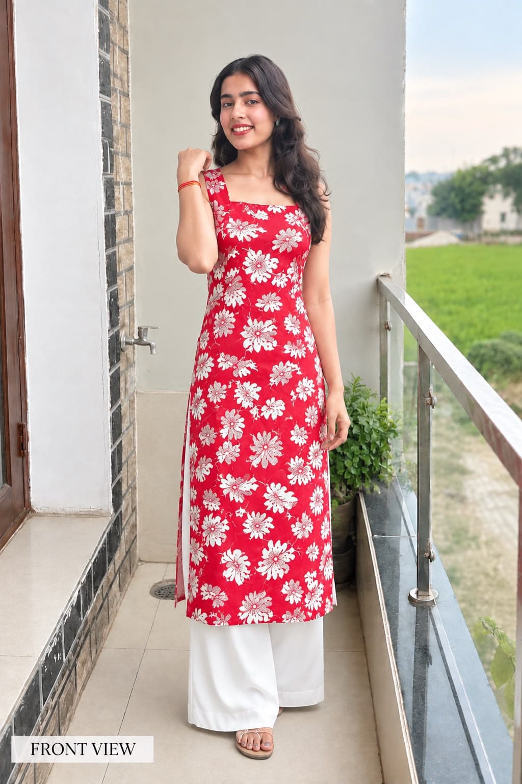 Red Floral Kurti - buy online at Shop With Kannu