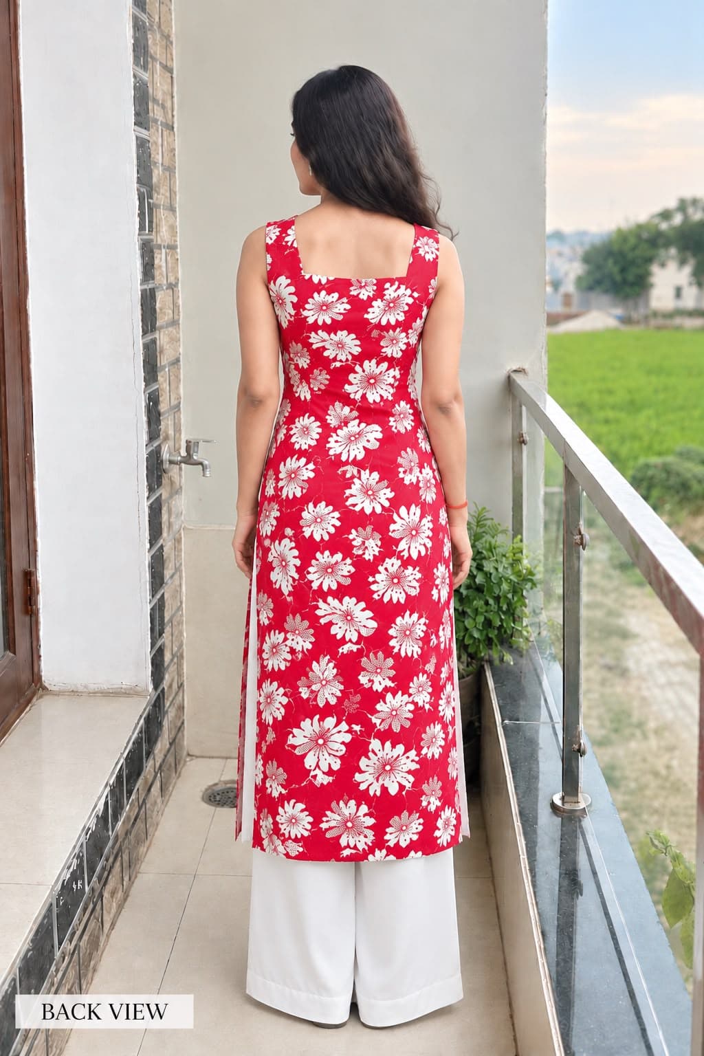 Red Floral Kurti - alternate view
