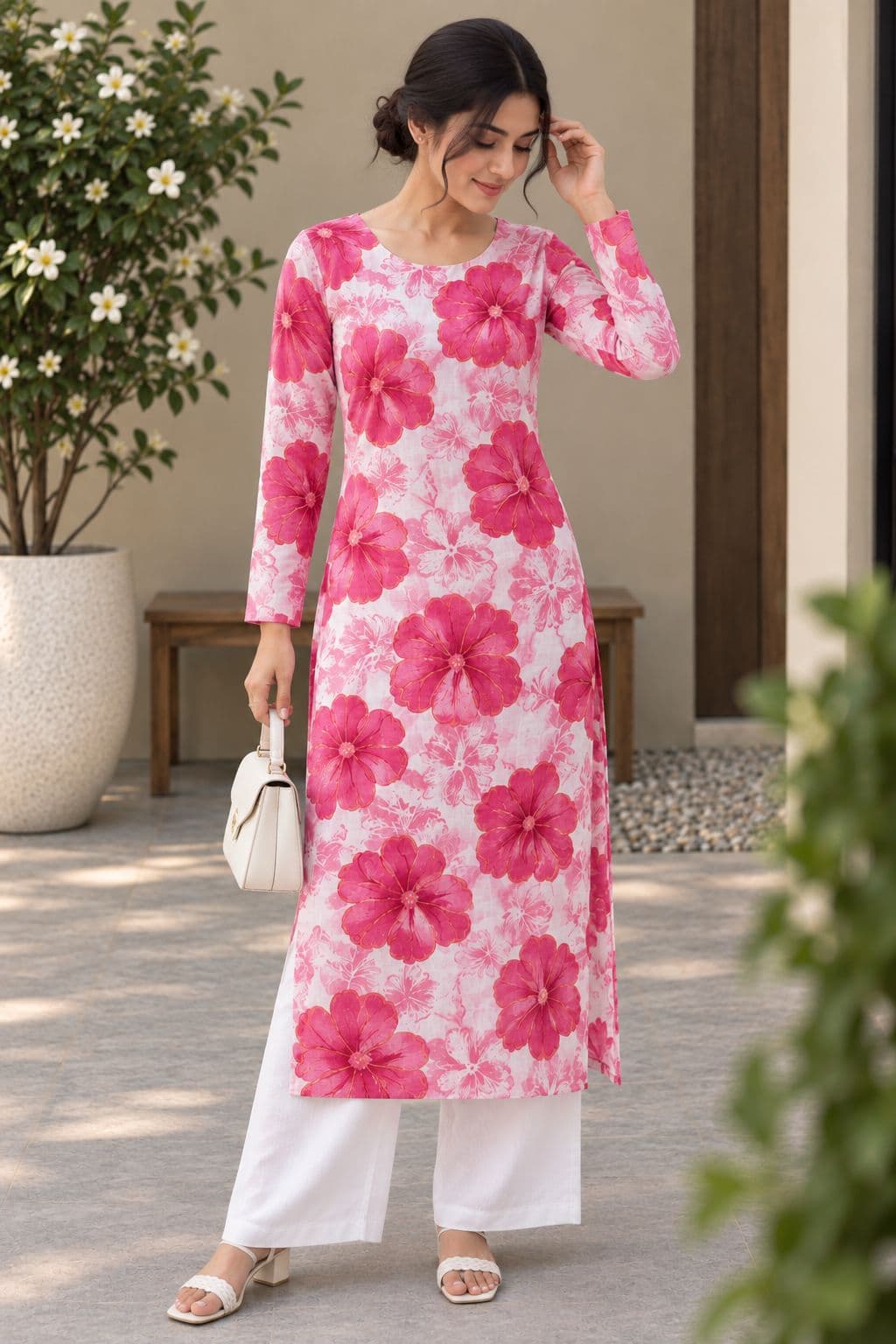 Pink Blossom Bloom Kurti - buy online at Shop With Kannu