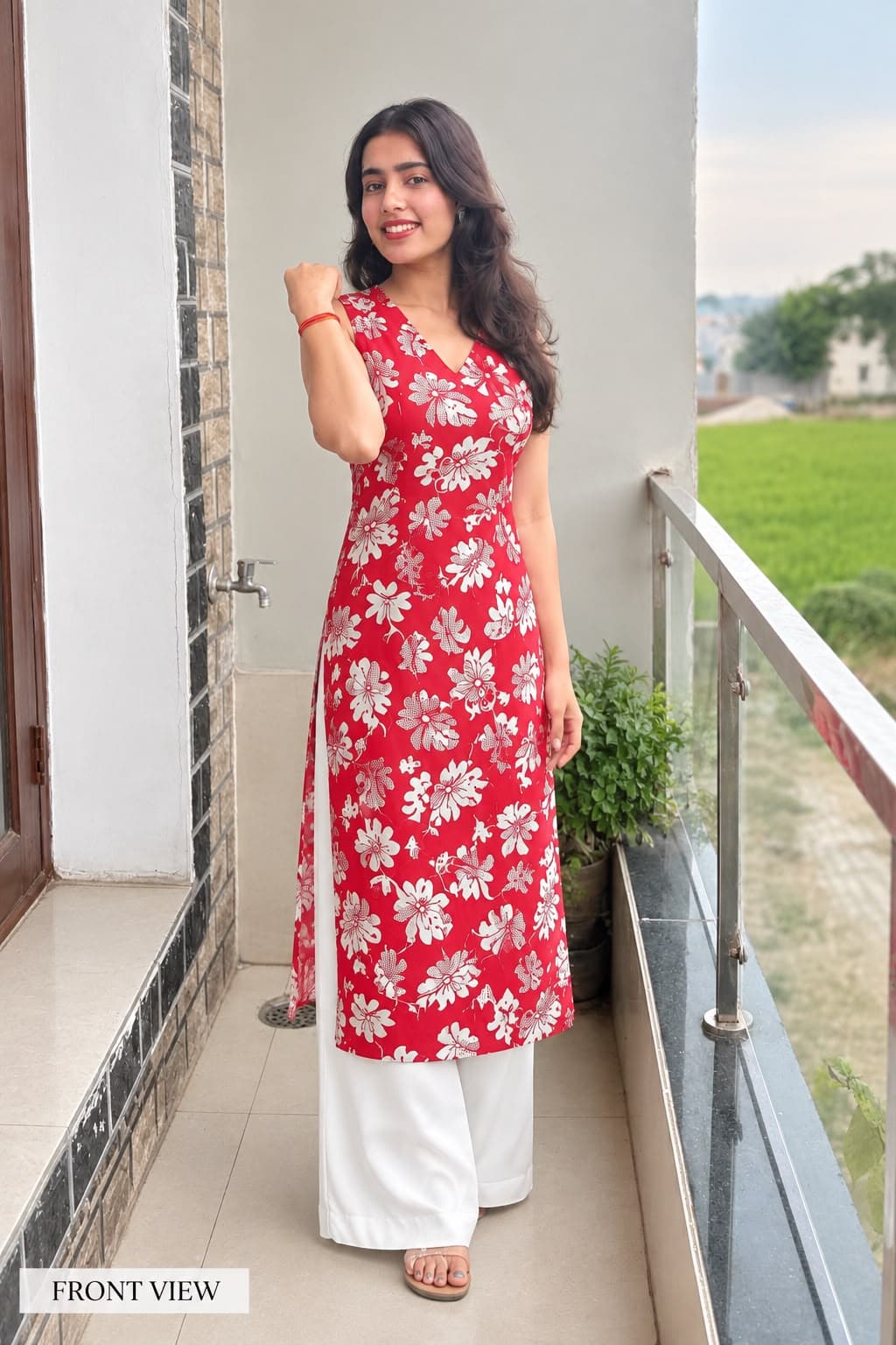 Red Floral Kurti - buy online at Shop With Kannu