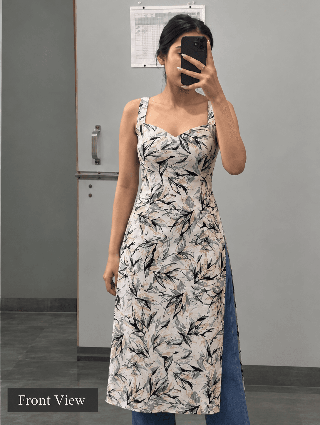 Floral Side-Slit Straight Kurti - buy online at Shop With Kannu