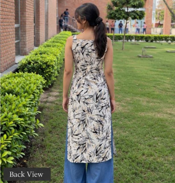 Floral Side-Slit Straight Kurti - alternate view